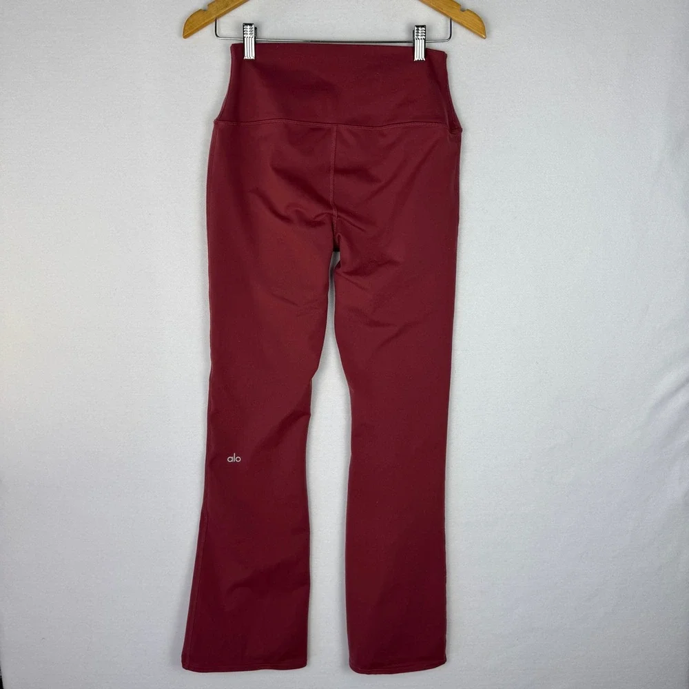 Alo Yoga Airbrush High Waist Flare‎ Pants Cranberry Red Medium Yoga Leggings